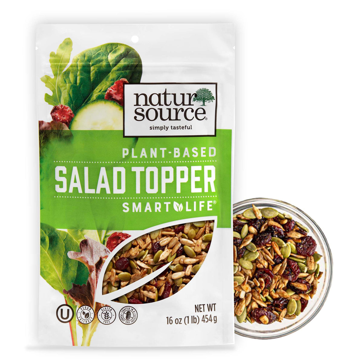NaturSource Salad Topper Smart Life with cranberries and pumpkin seeds adds crunch to salads.