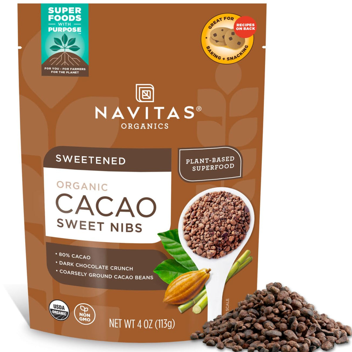 Navitas Organics cacao nibs Mayan ritual chips with rich crunch and antioxidants