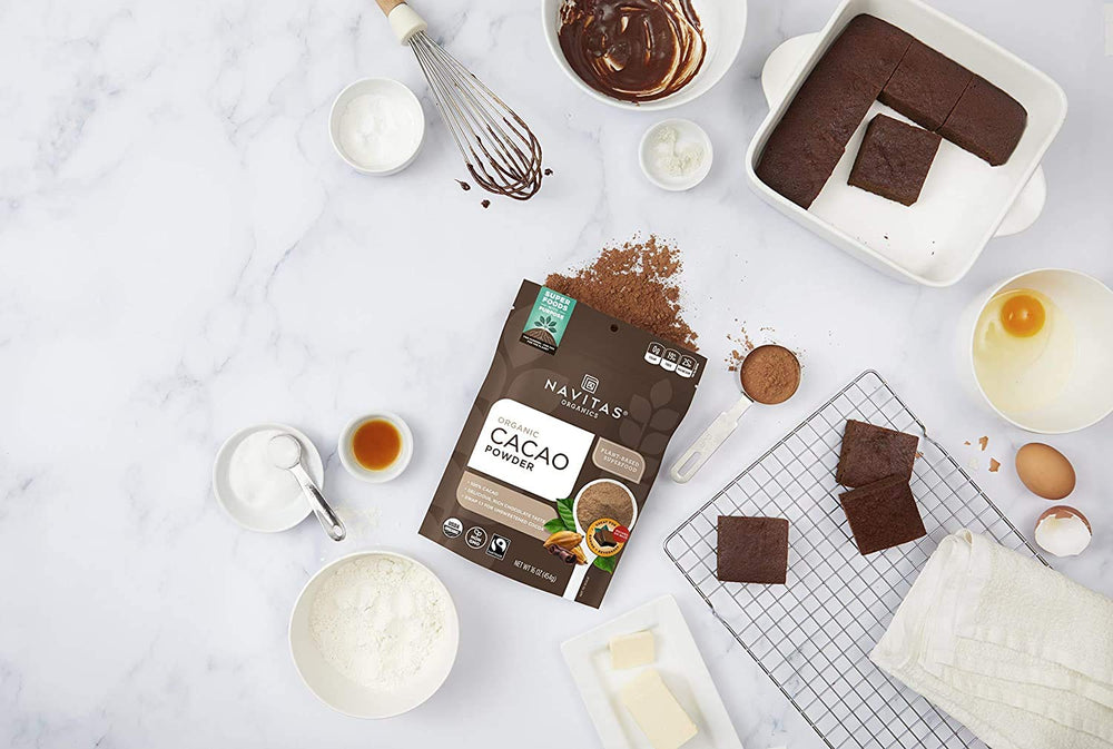 Baking with Navitas Organics cacao powder adds deep chocolate notes.