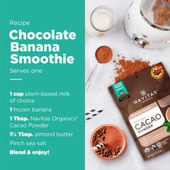 Navitas Organics cacao powder ready for hot chocolate and creamy beverages