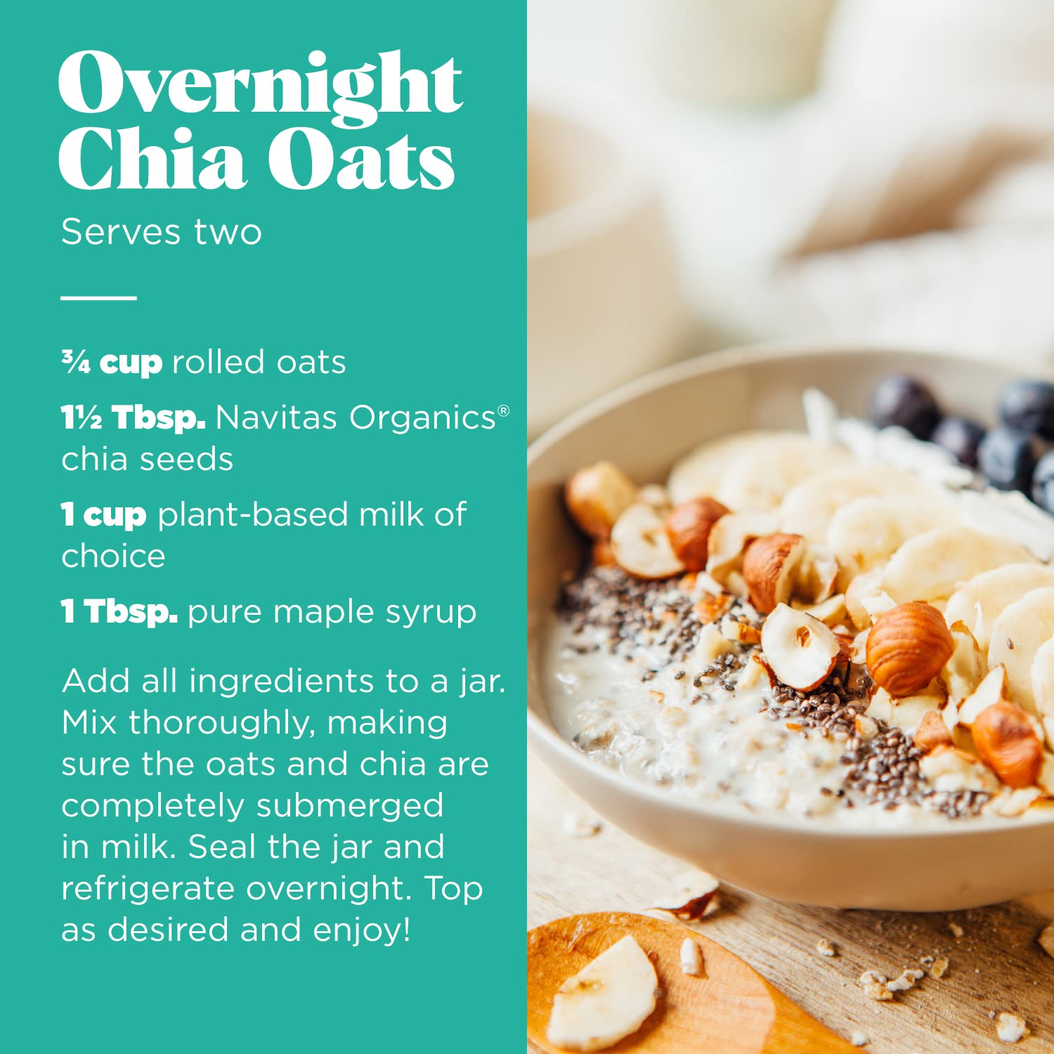 Yogurt pudding with Navitas Organics chia seeds shows creamy texture and fiber