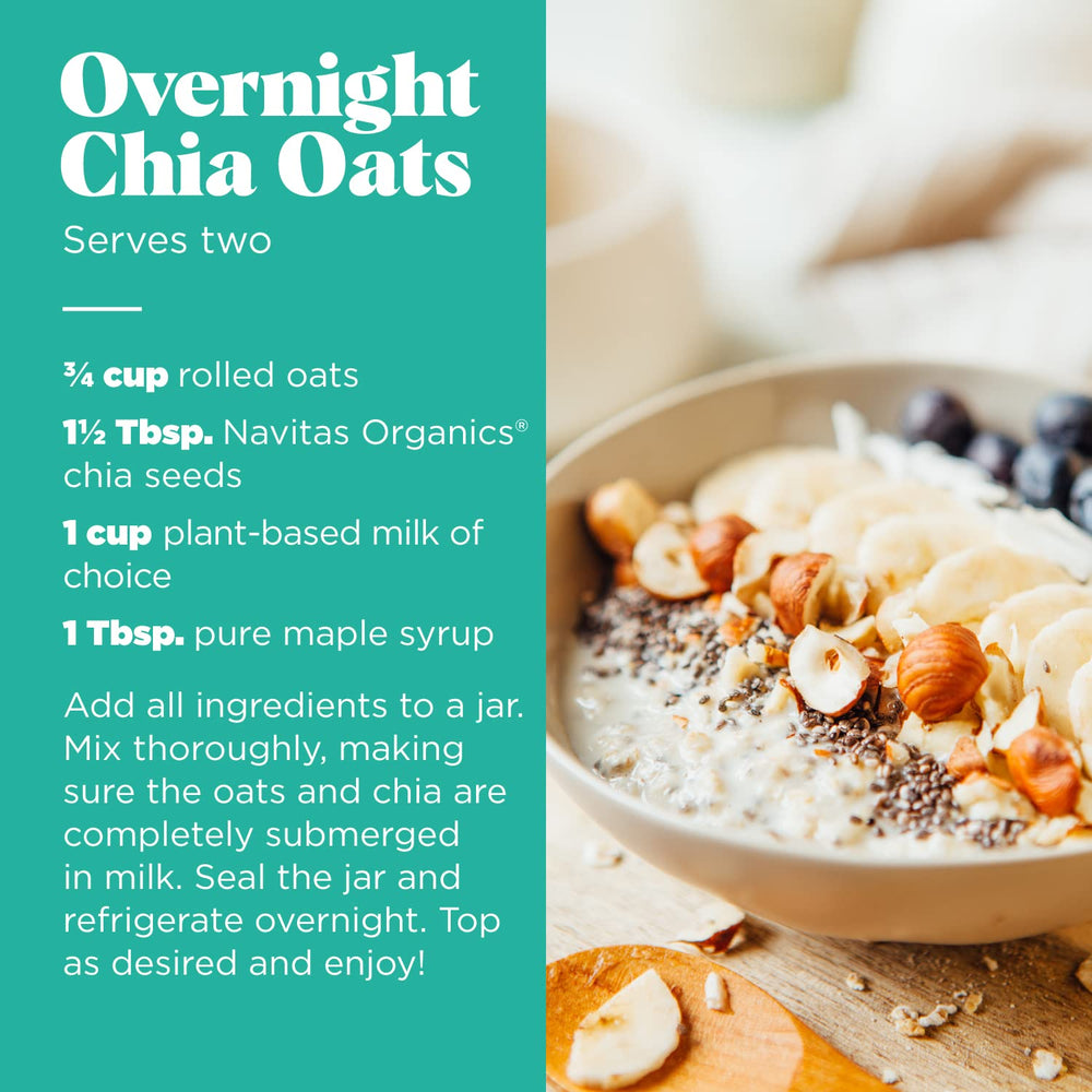Yogurt pudding with Navitas Organics chia seeds shows creamy texture and fiber