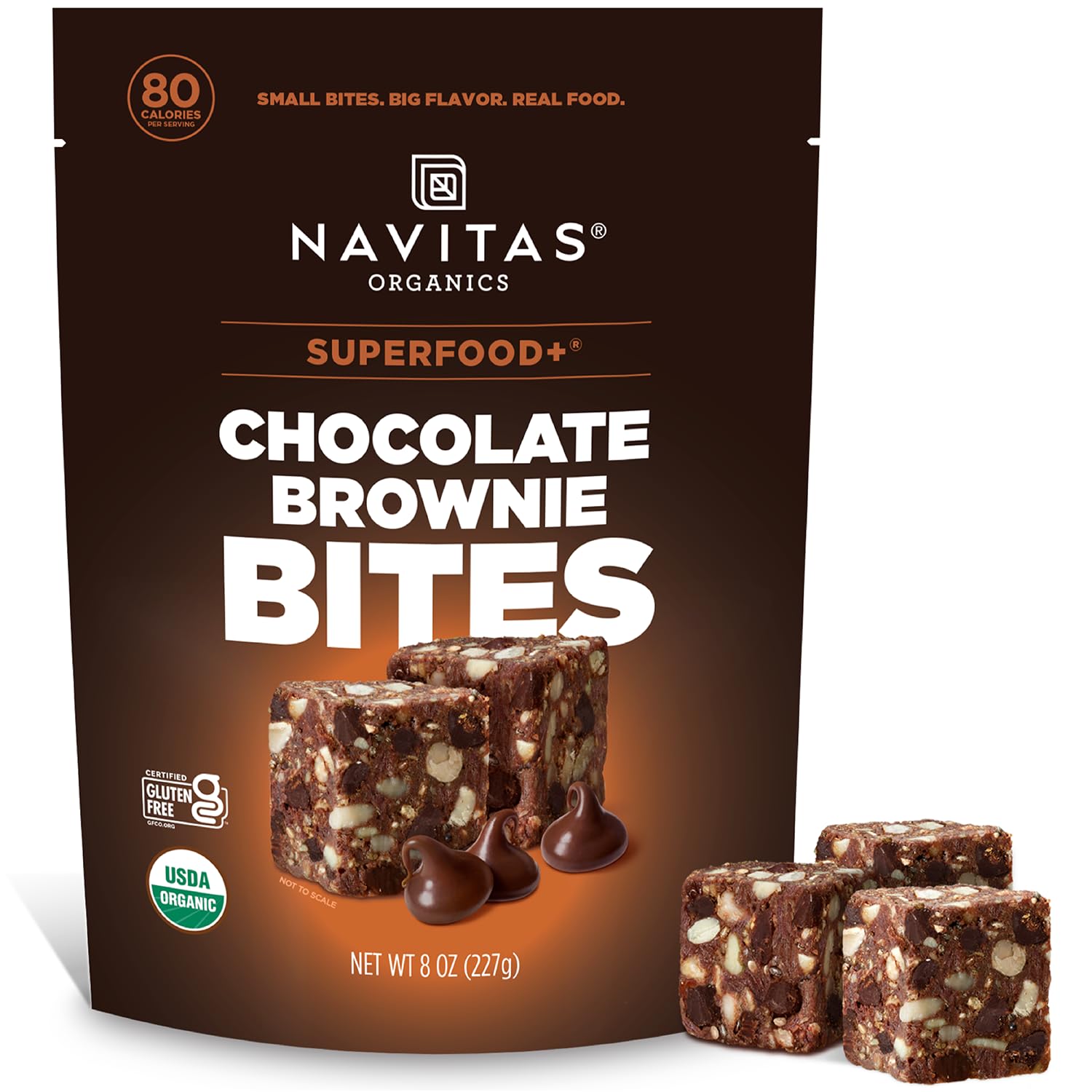 Navitas Organics Chocolate Brownie Bites pack for on-the-go energy.