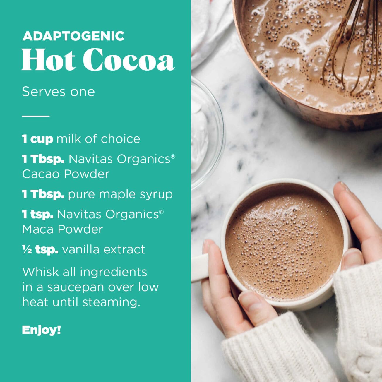 Navitas Organics Maca Powder whisked into batter, showcasing baking versatility.
