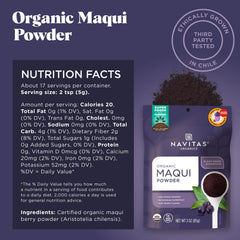 Navitas Organics Maqui Powder scoop shows easy measuring for smoothies and bowls.
