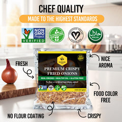 Nawabi Life Crispy Onions on salad, adds crunch without extra sodium.