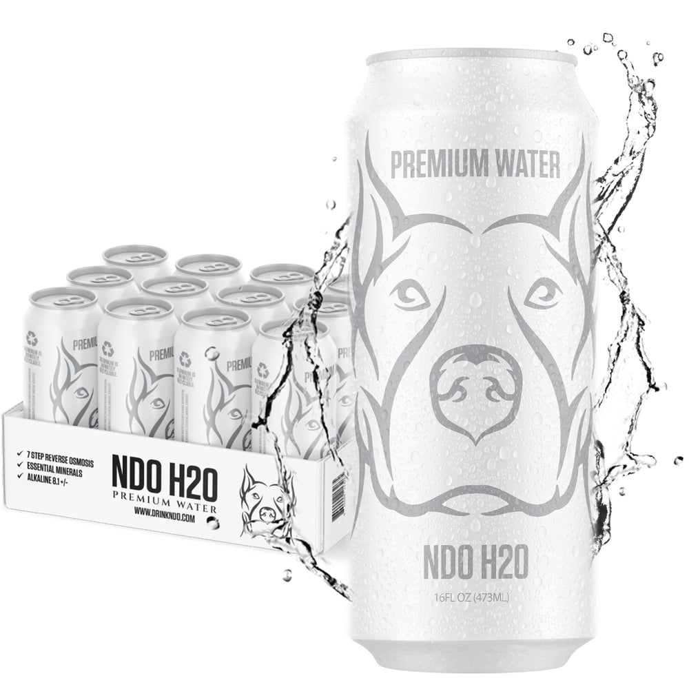 NDO H2O No Days Off 12-pack cans for daily hydration on the go.