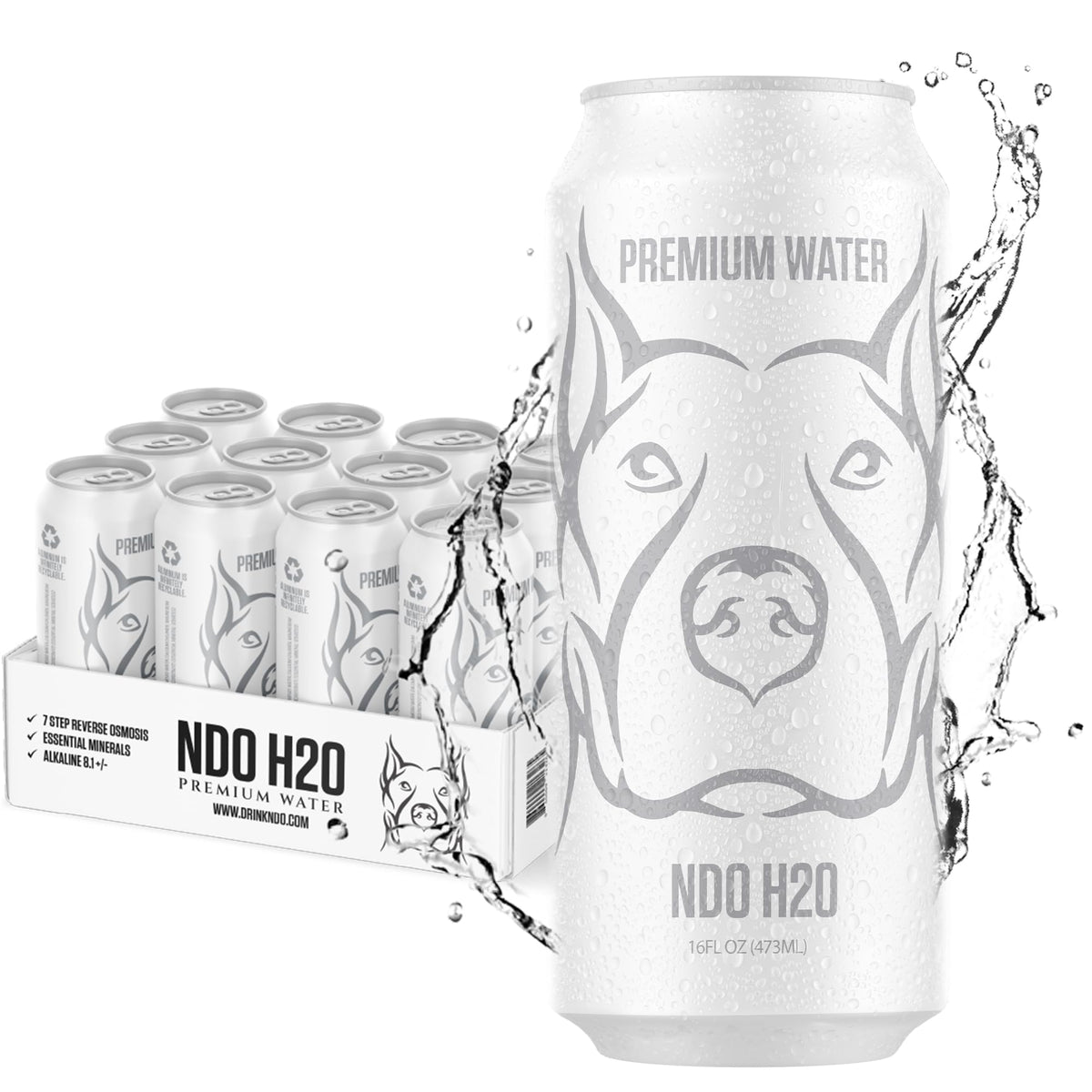NDO H2O No Days Off 12-pack cans for daily hydration on the go.