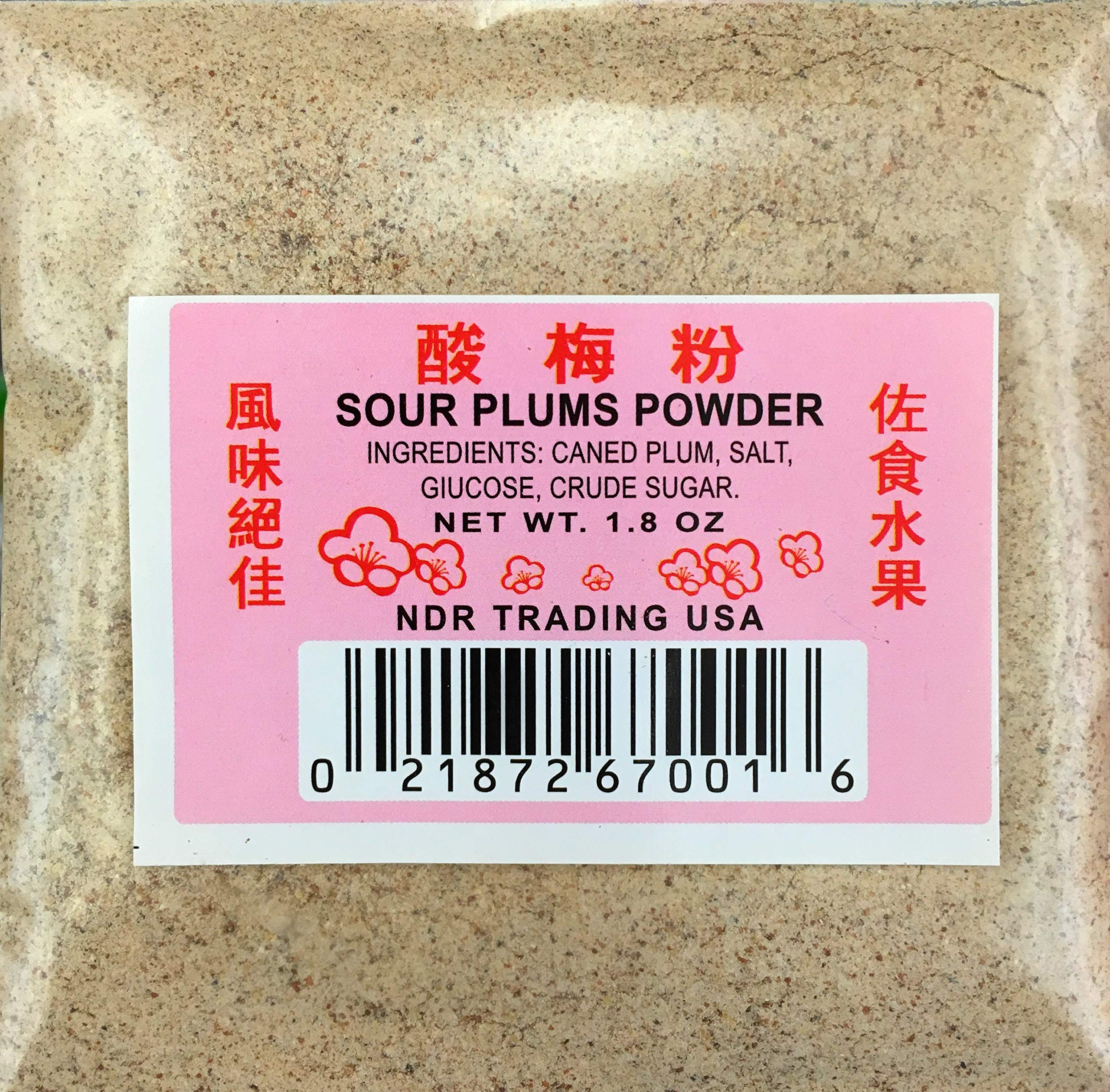NDR Li Hing Mui Powder sour plum seasoning enhances fruits and snacks with sweet-salty flavor.