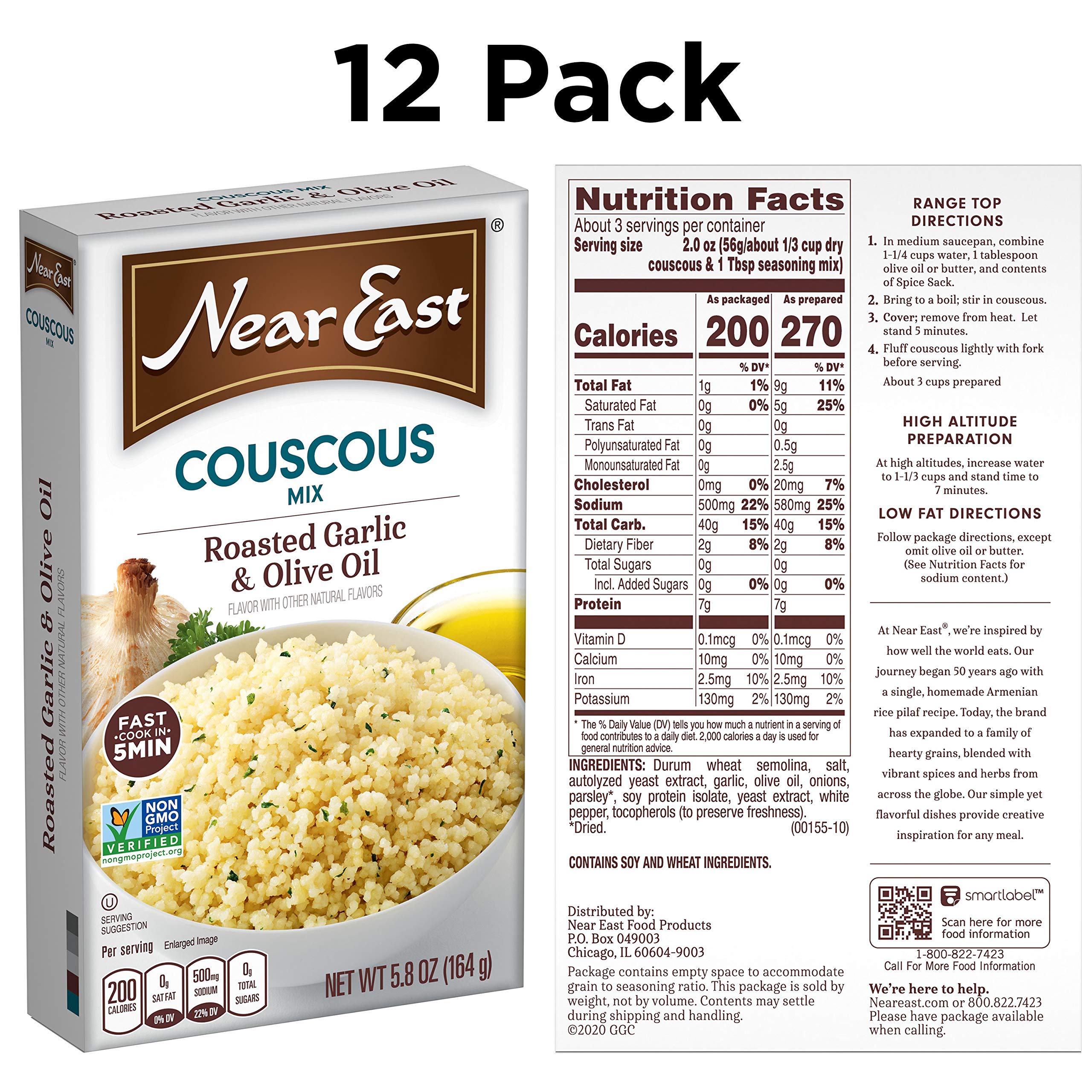 Near East couscous dry 100 percent semolina highlighting reliable texture.