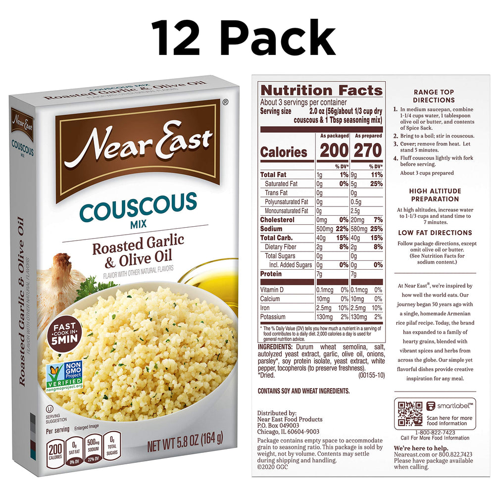Near East couscous dry 100 percent semolina highlighting reliable texture.