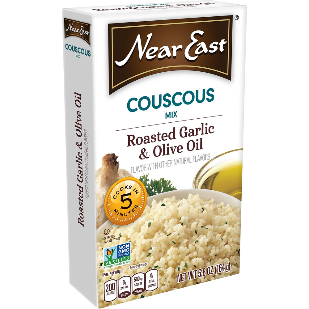 Near East couscous Kosher-certified packaging label.