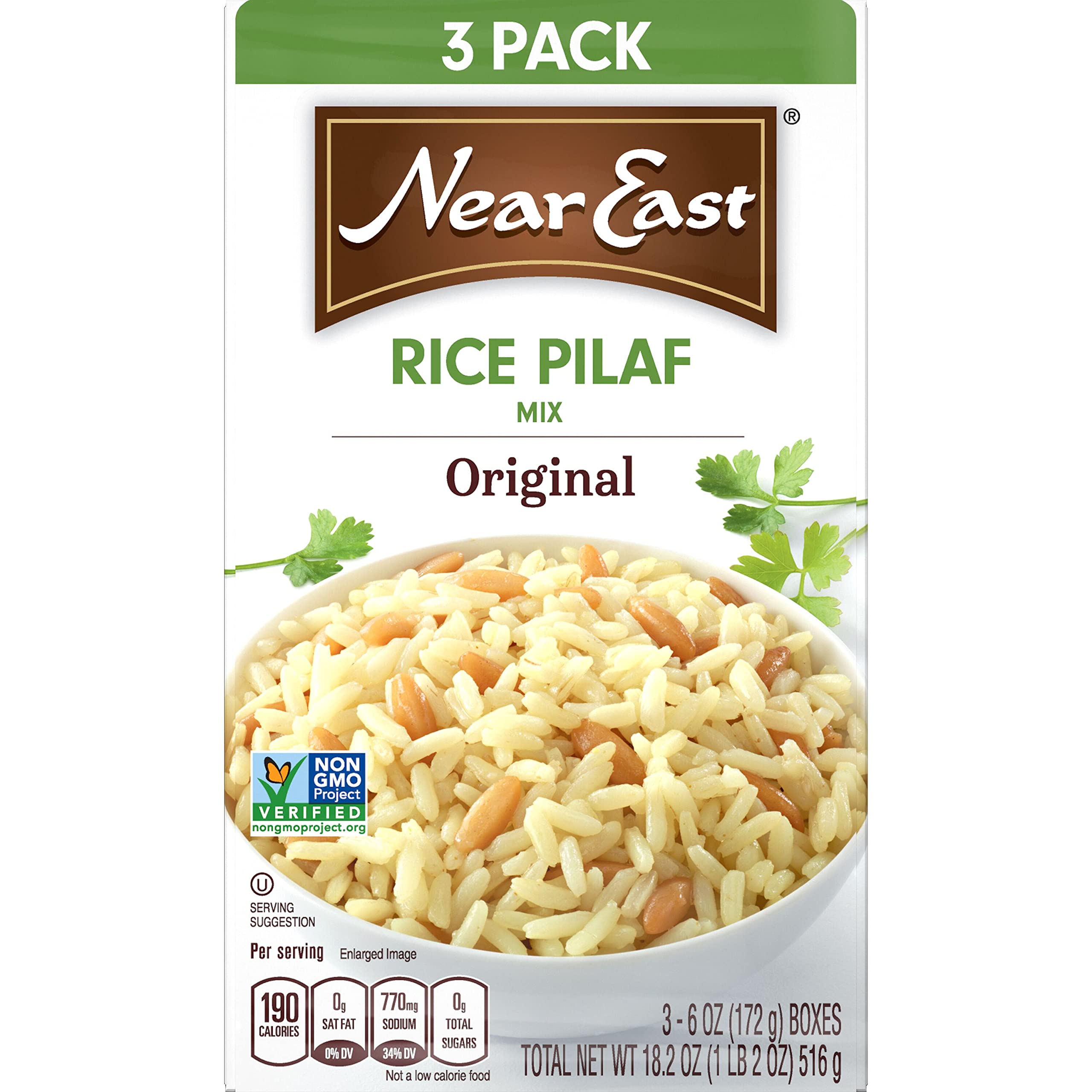 Near East Quaker Rice Pilaf Original serving suggestion with herbs and vibrant color