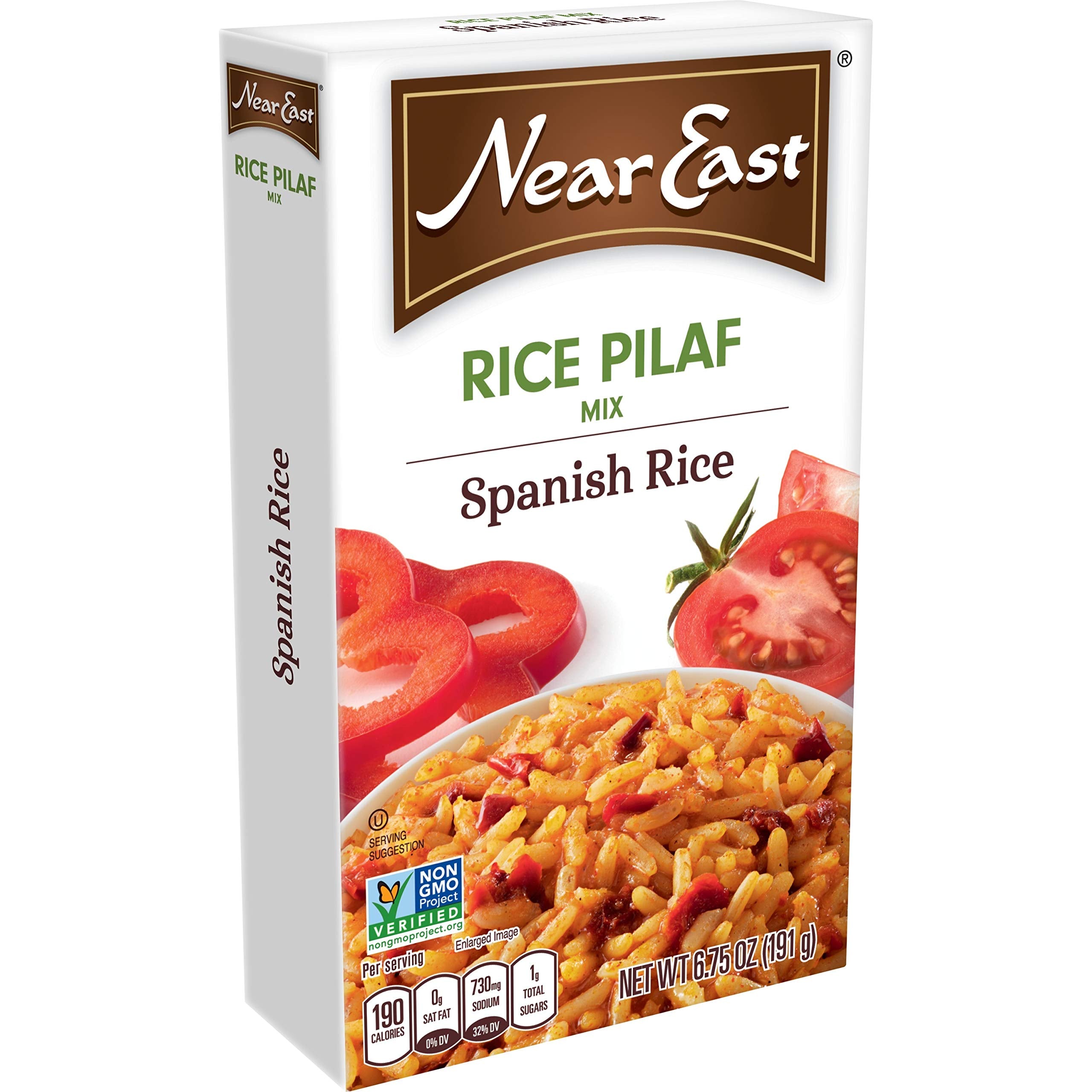Near East Spanish Rice Pilaf Mix serving bowl shows ready-to-enjoy meal.