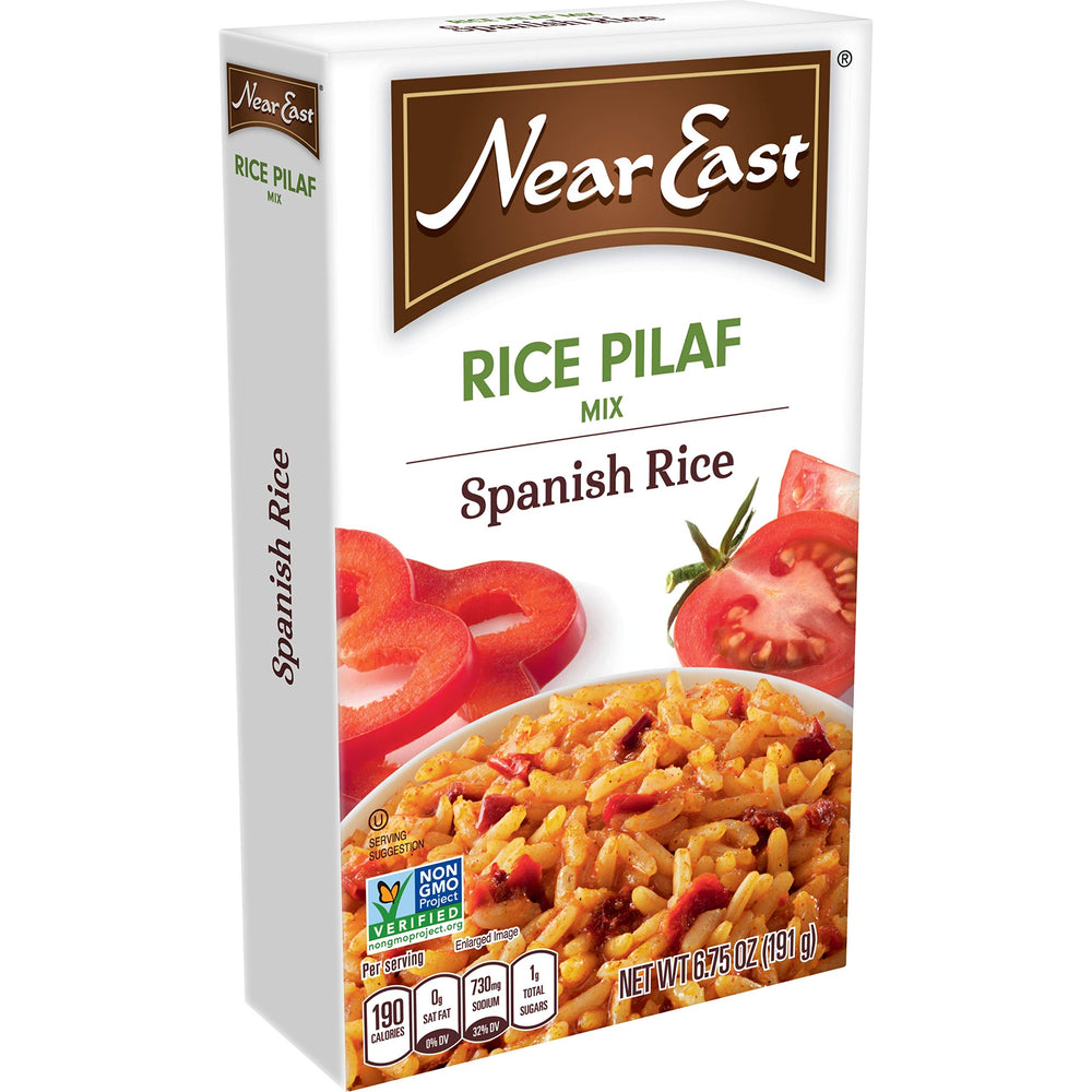 Near East Spanish Rice Pilaf Mix serving bowl shows ready-to-enjoy meal.