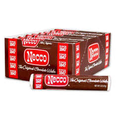 Necco chocolate wafers dark rolls — fat-free, gluten-free snack for gatherings.