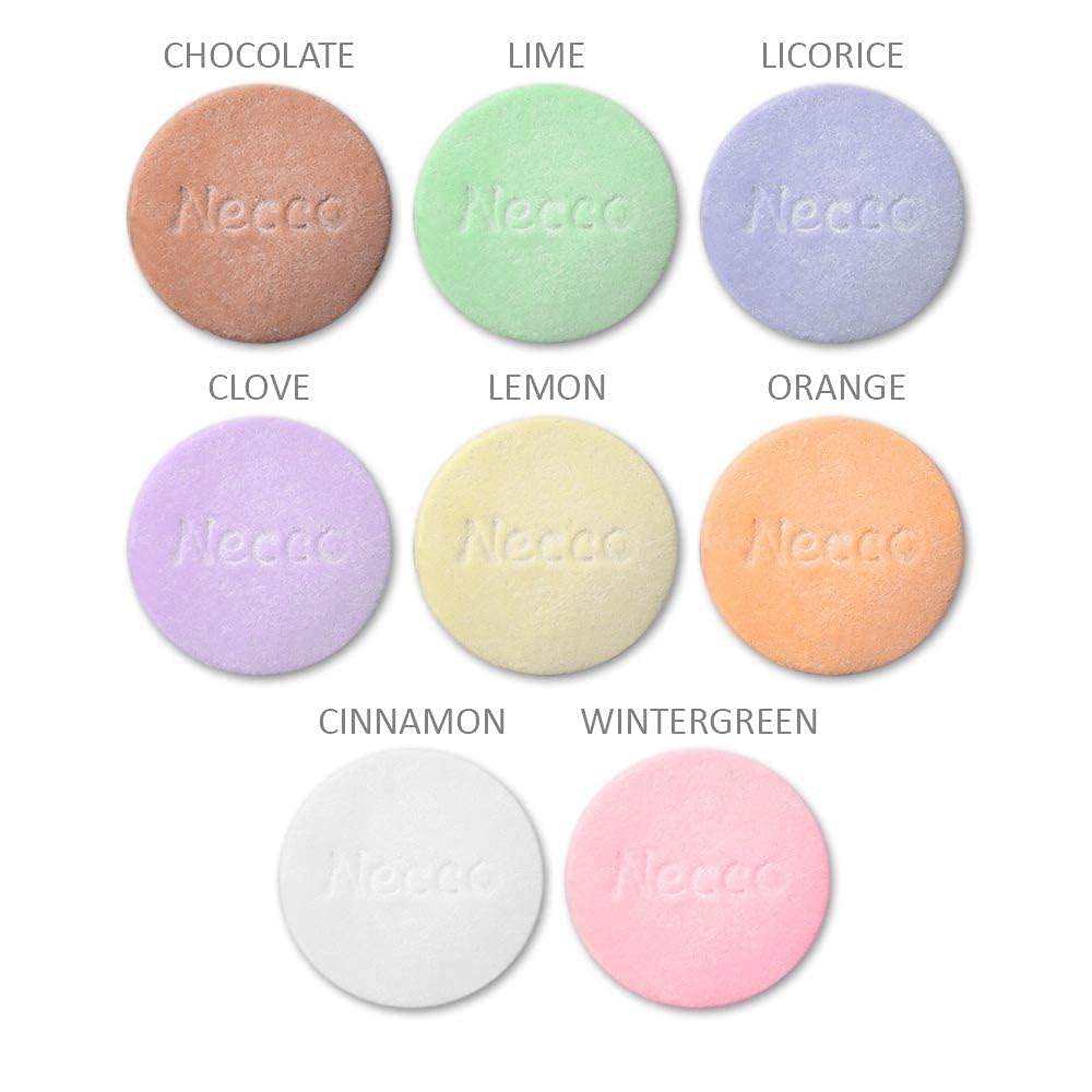 Necco Wafer Candy bite-sized texture close-up, showcasing crunchy-cream.