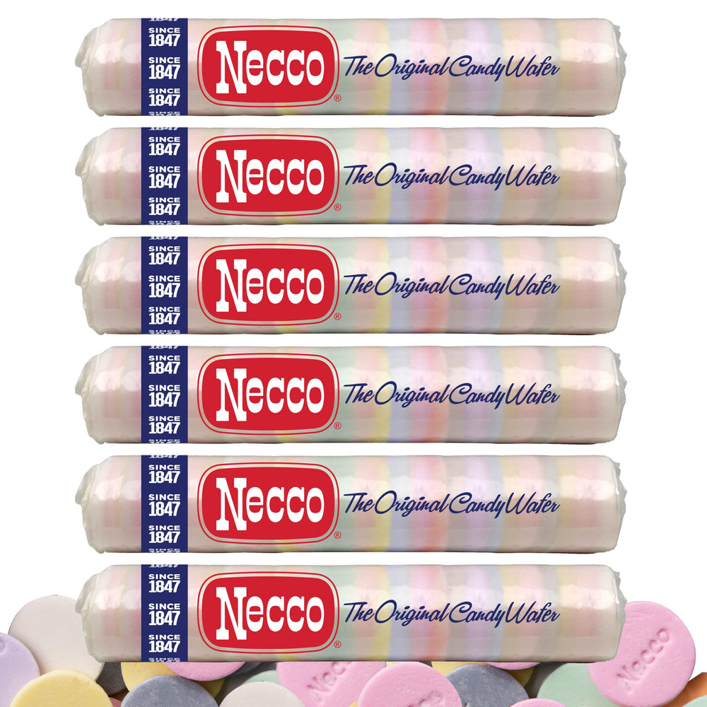 Necco Wafer six-pack rolls, perfect for sharing at parties.