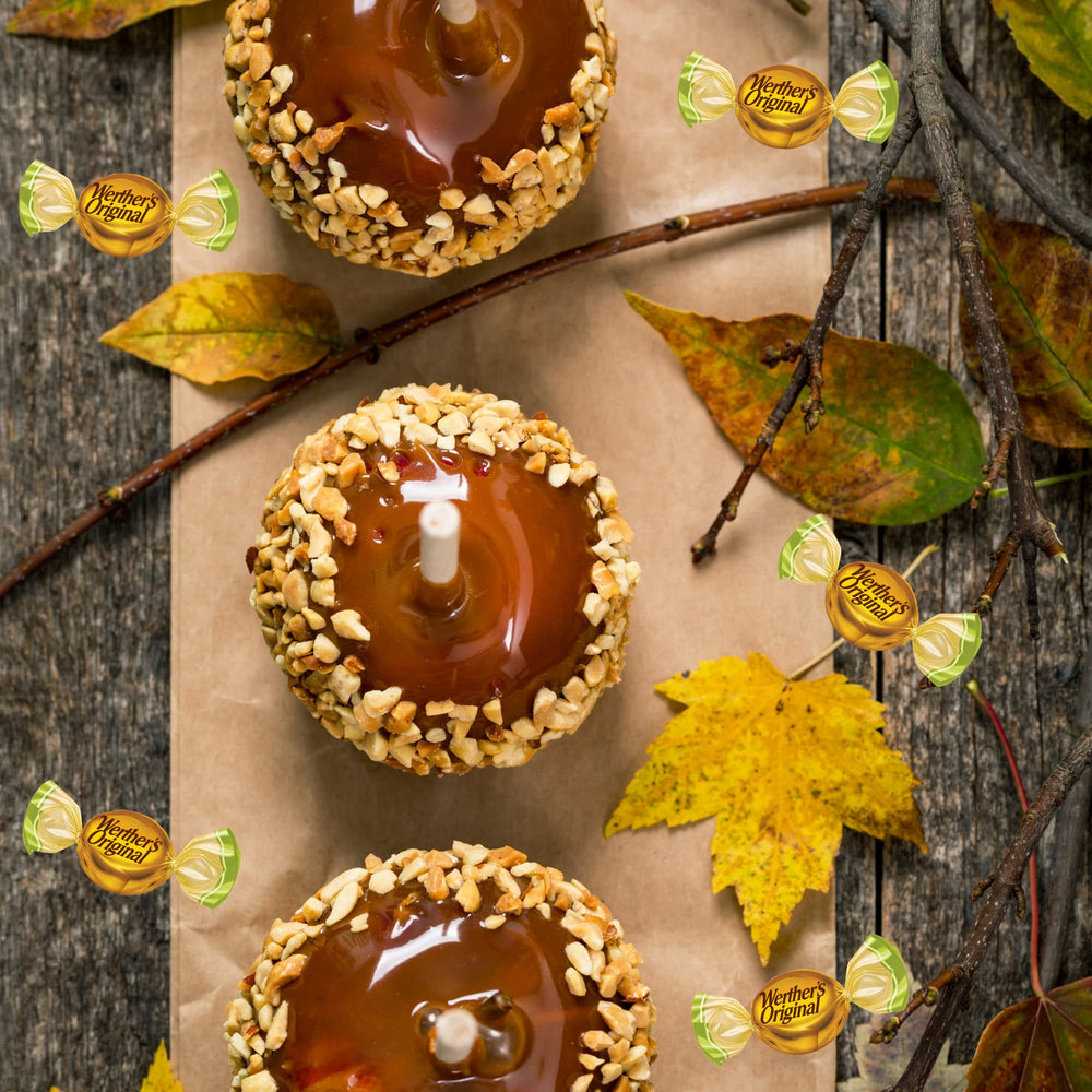 Cross-section of Needzo caramel showing creamy apple center