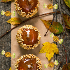 Cross-section of Needzo caramel showing creamy apple center