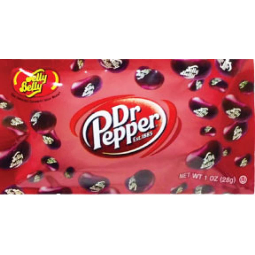 Needzo Dr Pepper jelly beans in single-serving bags for movie nights.