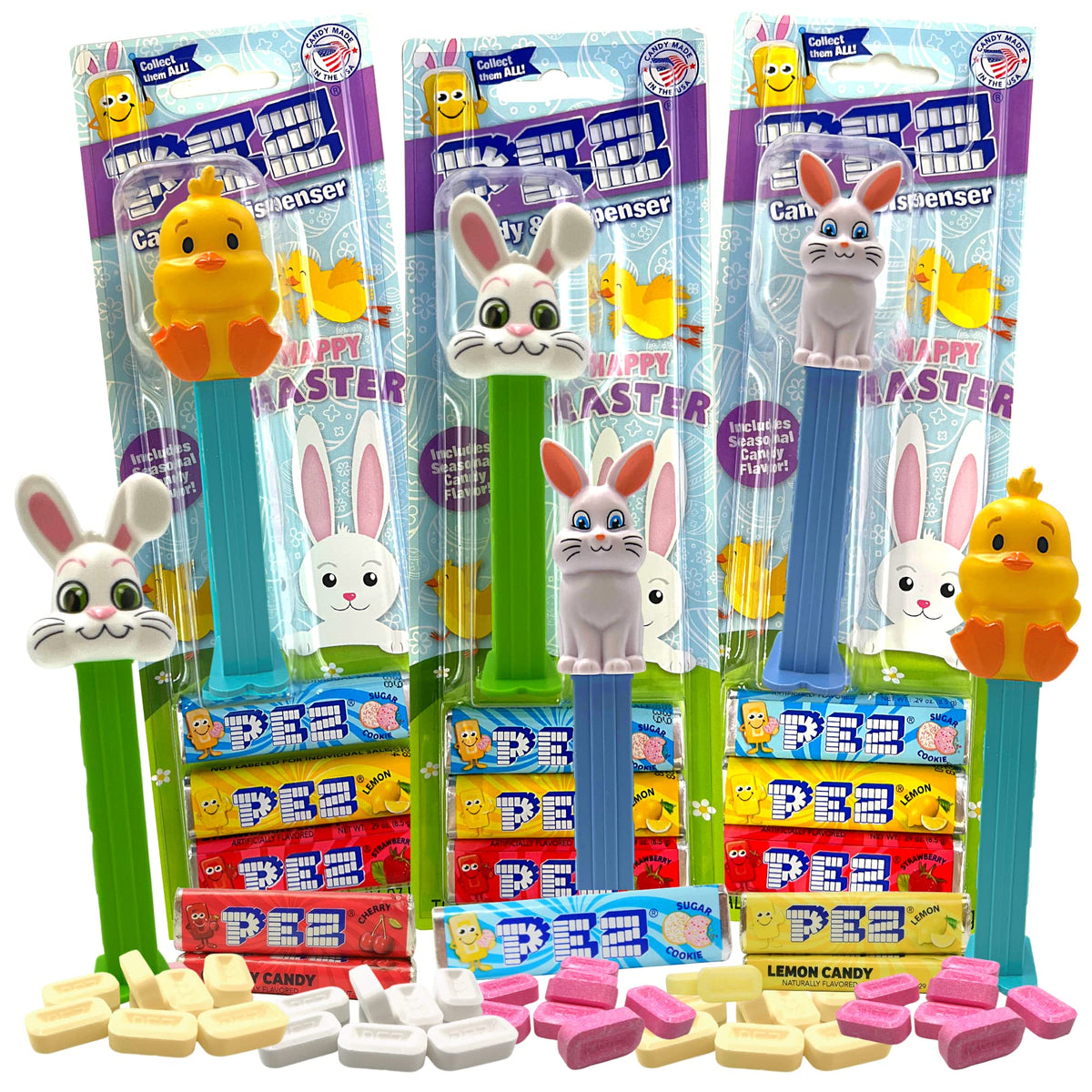 Needzo Easter PEZ dispensers 3-pack featuring assorted characters for festive gifting.