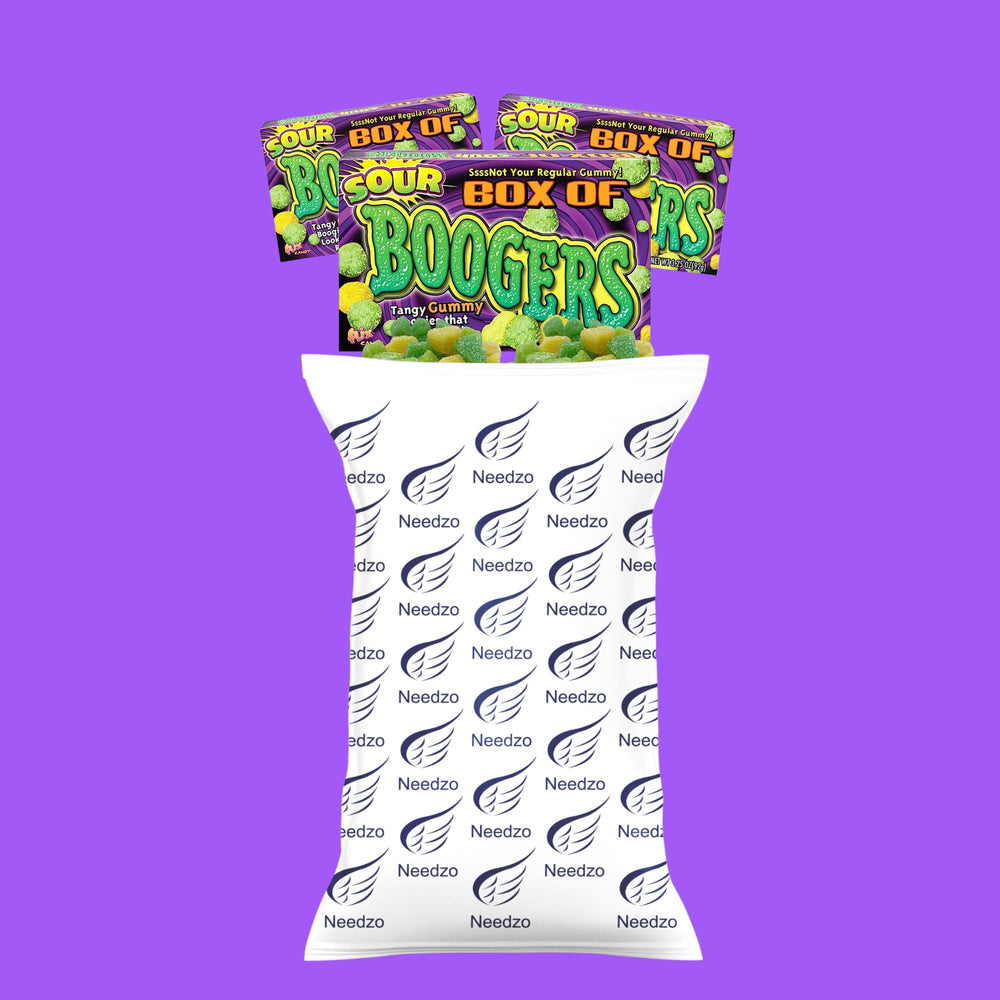 Needzo Sour Box scene showing party sharing and playful treats