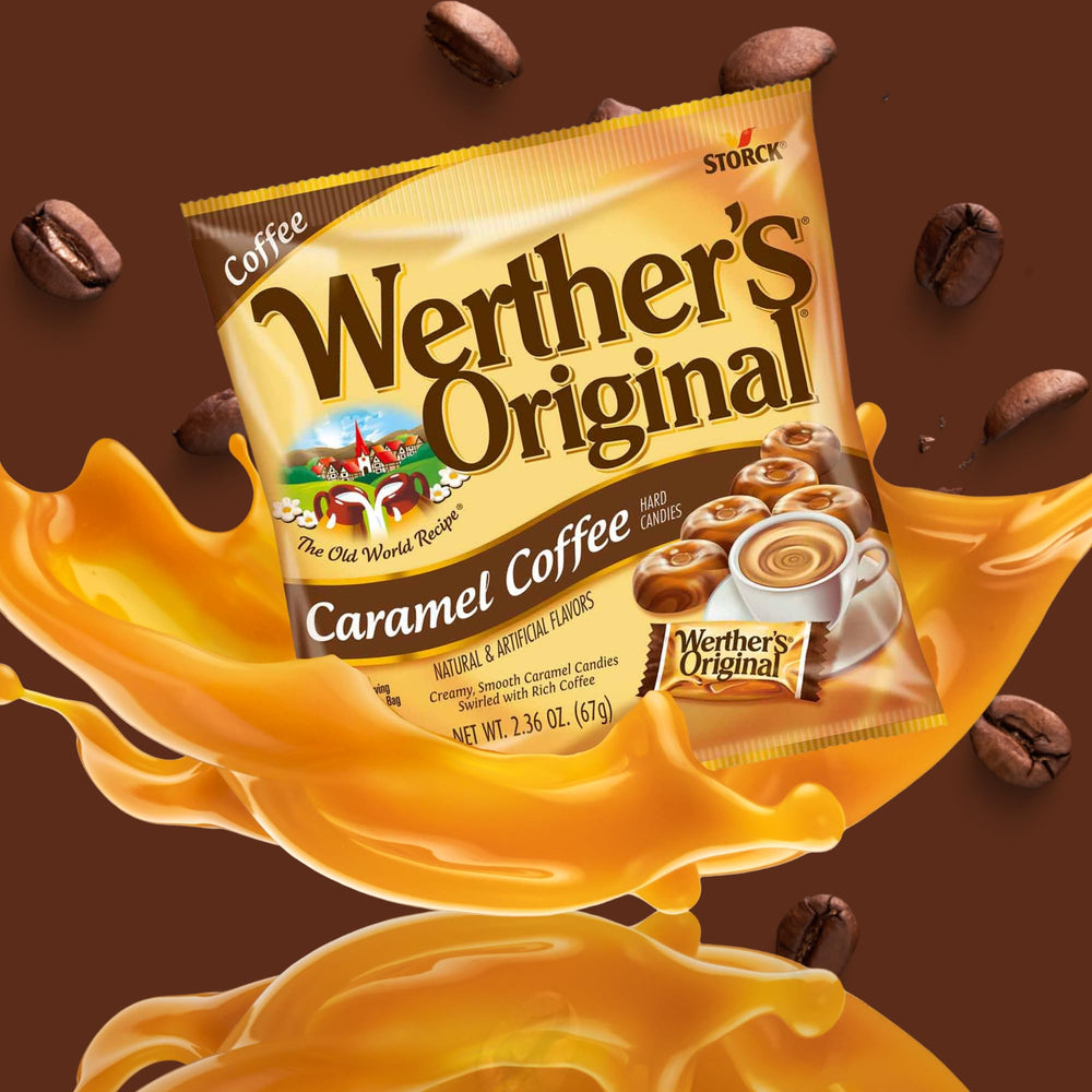 Needzo Werther's Original close-up of candy surface capturing caramel sheen