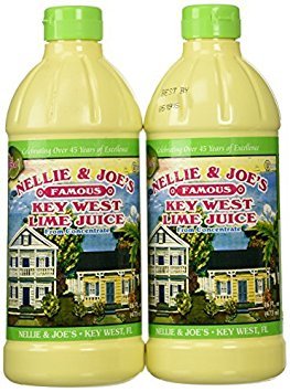 Nellie & Joe's Key West lime juice bottle enhances cocktails and dressings.
