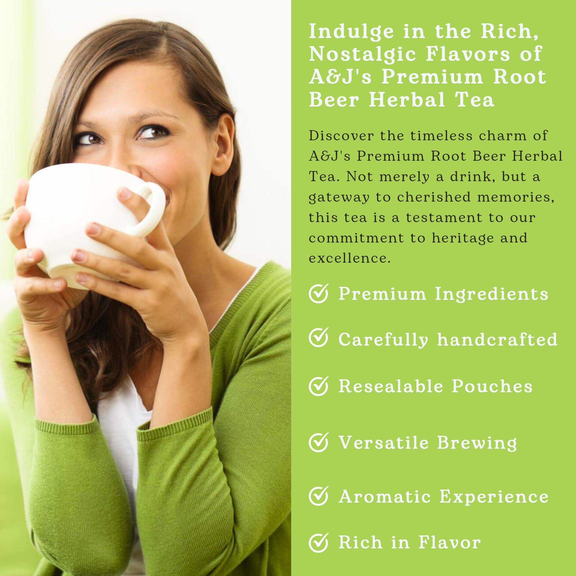 Nelson's Tea A&J's Root Beer measuring scoop enables easy portion control for perfect cups.
