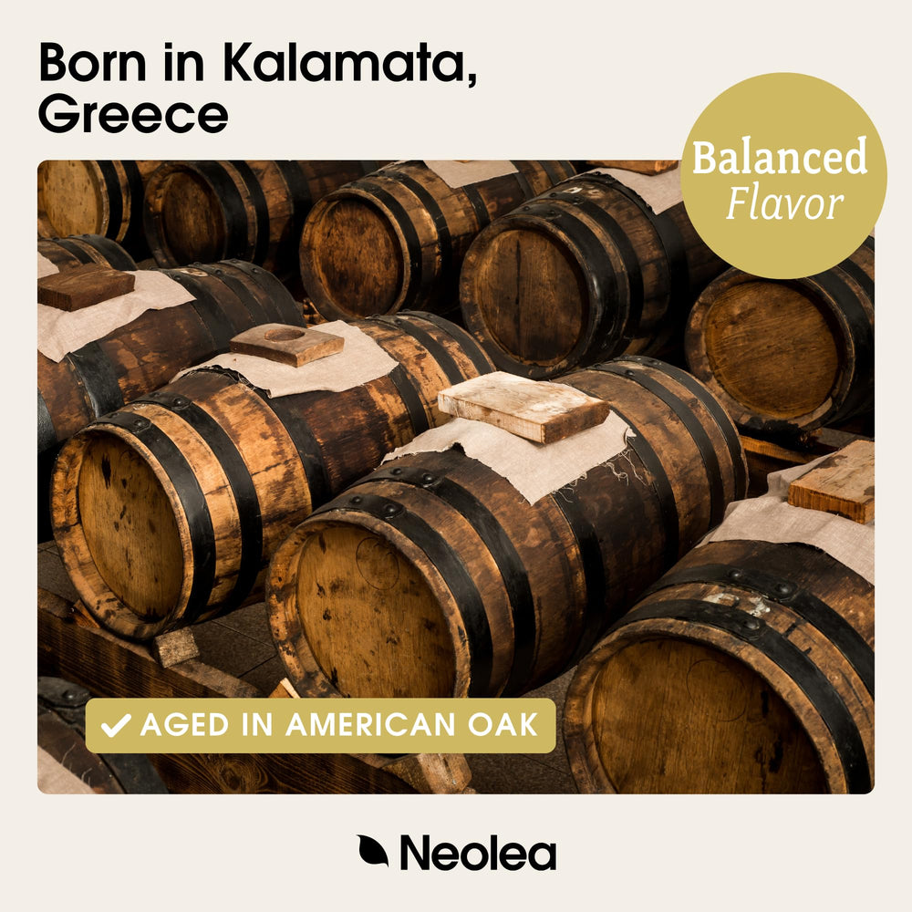 Neolea Greek balsamic label from Greece evokes authentic ingredients.