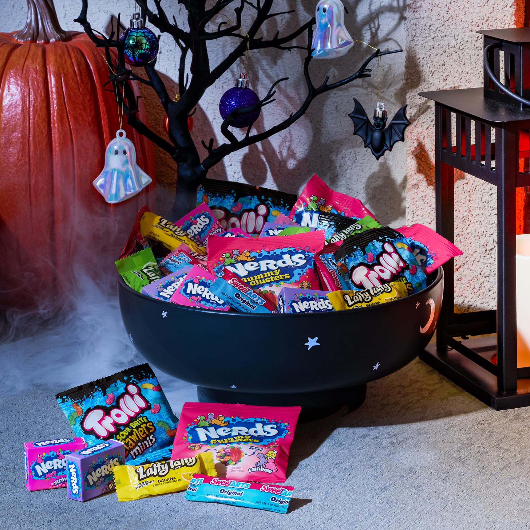 Nerds assortment on table with mixed candies ready for party sharing