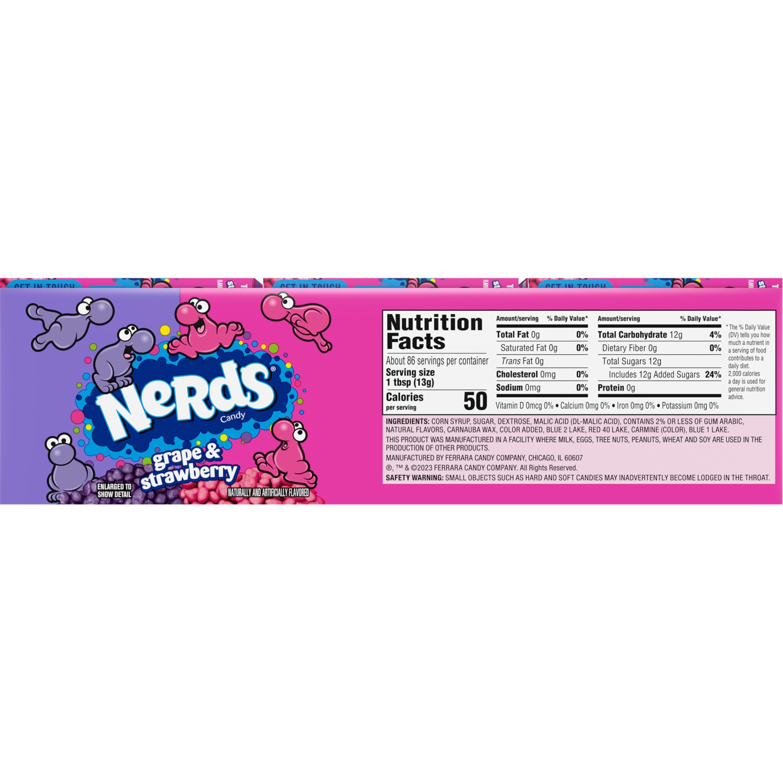 Nerds display-ready snack box for store shelves.