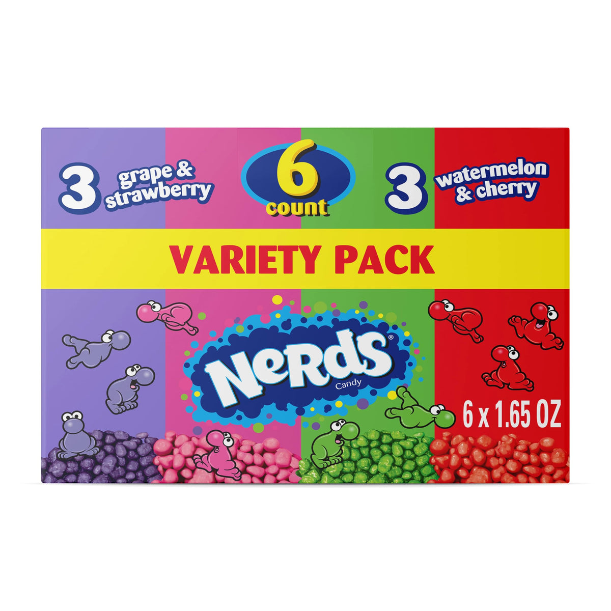 NERDS dual variety pack watermelon-cherry box front, ideal for quick flavor tasting