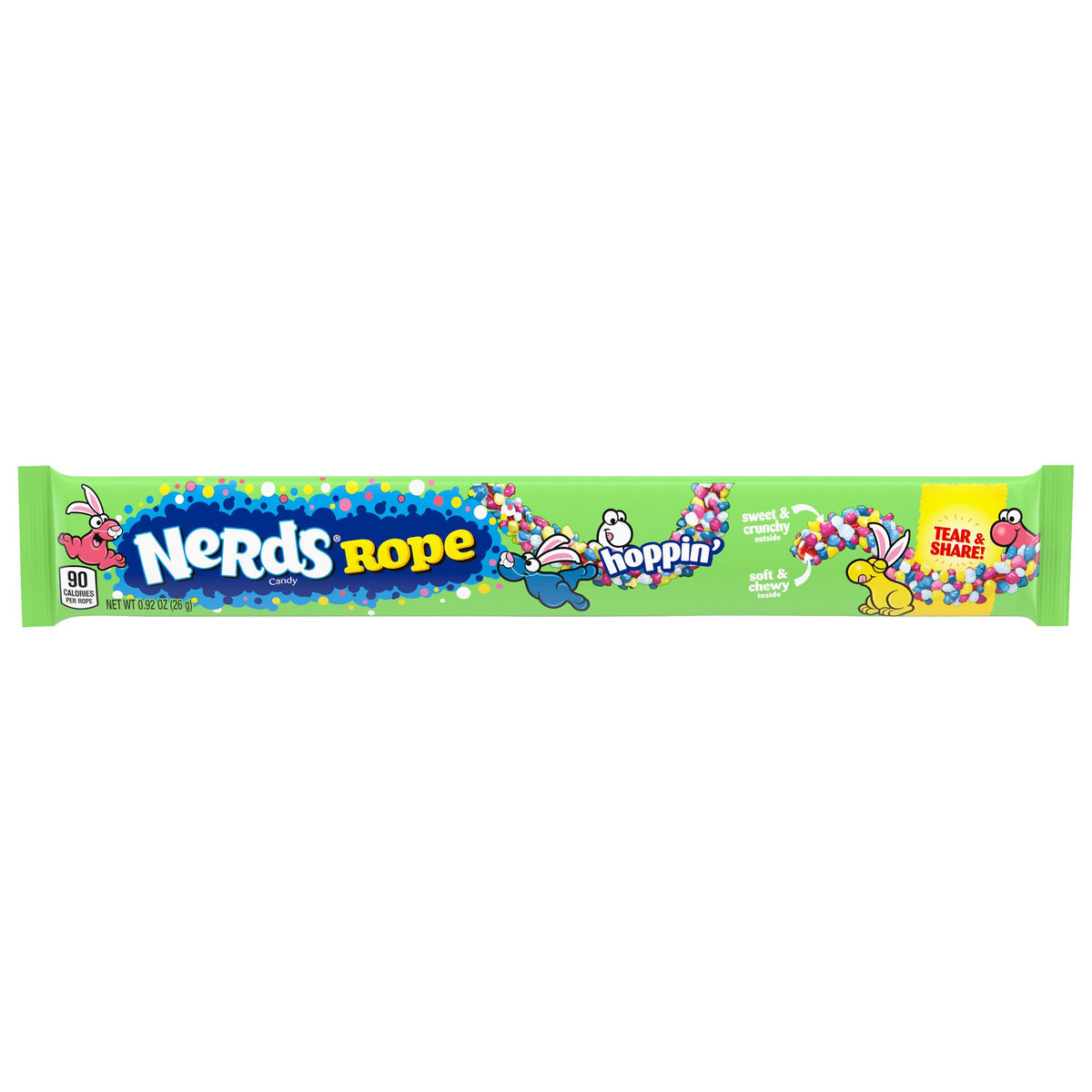 Nerds Hoppin' Rope front packaging shows colorful rope, ideal Easter basket treat