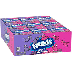 Nerds open dual-chamber box showing separate grape and strawberry sections