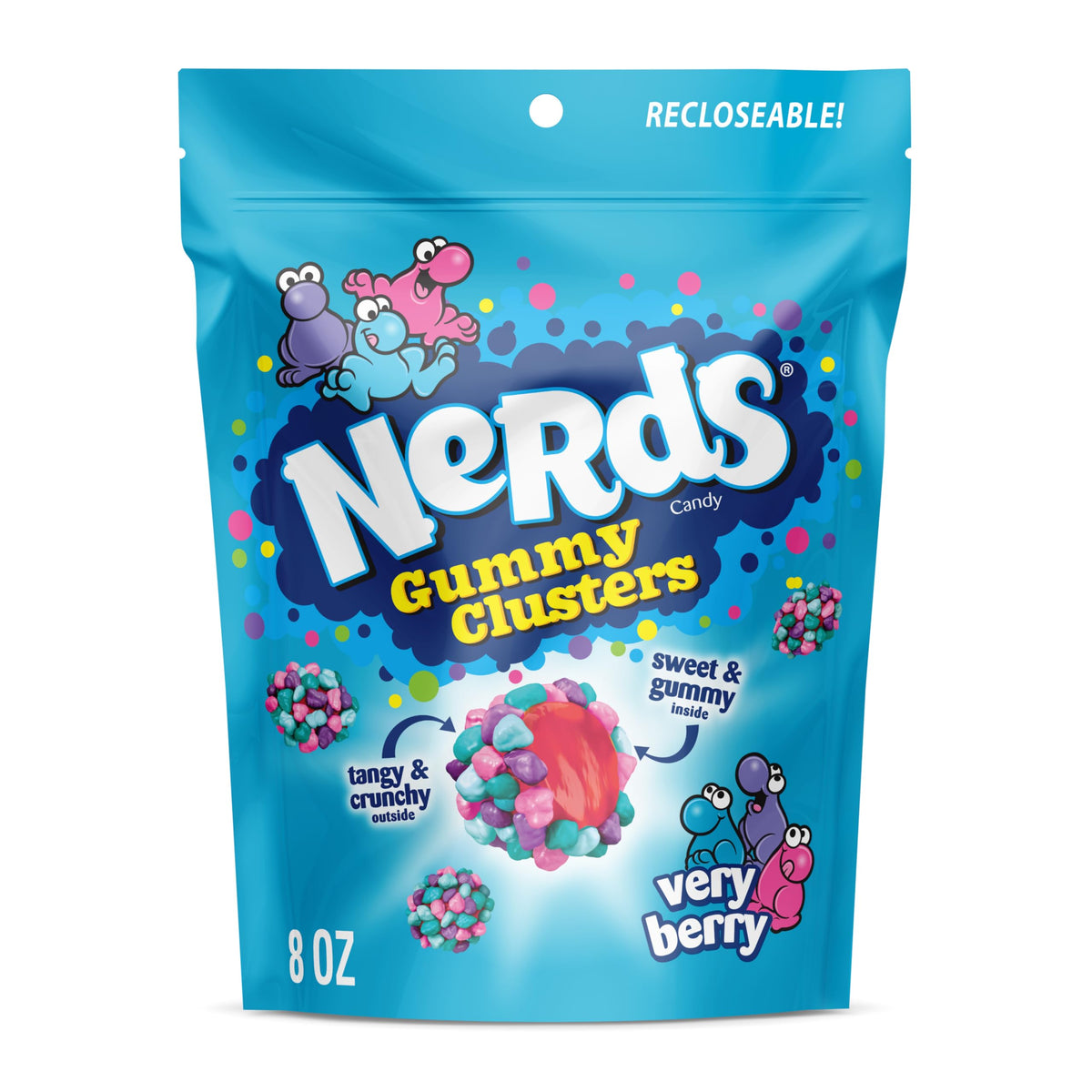NERDS Gummy Clusters Very Berry bag ready for sharing.