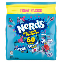 Nerds Gummy Clusters Very Berry with crunchy shells and chewy centers—great party candy.