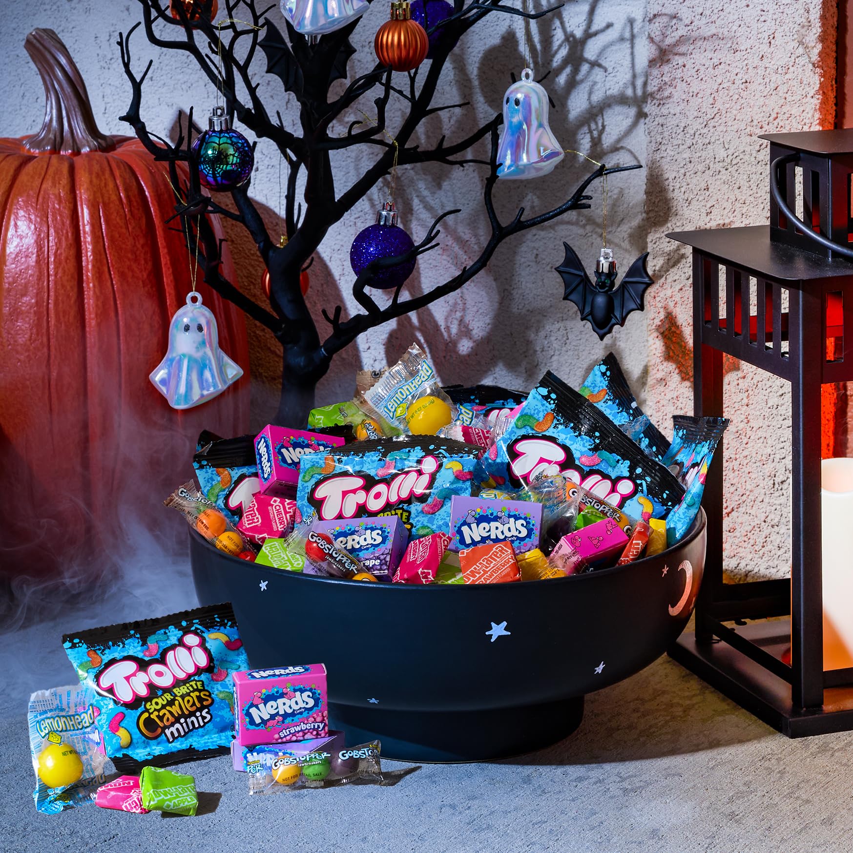 Nerds Gobstoppers and Lemonhead detail exhibiting variety and long-lasting flavor