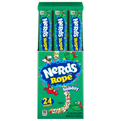 Nerds front packaging shows festive ropes and easy gifting