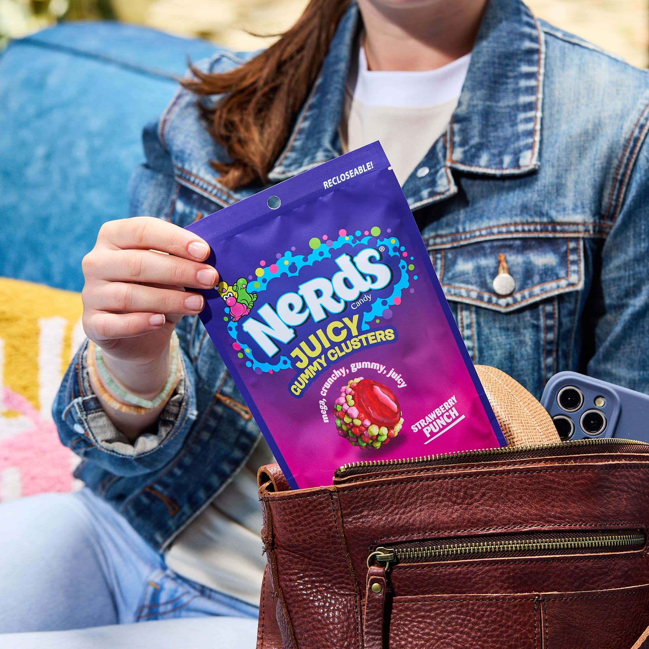 On-the-go snacking scene with NERDS Juicy Gummy Clusters