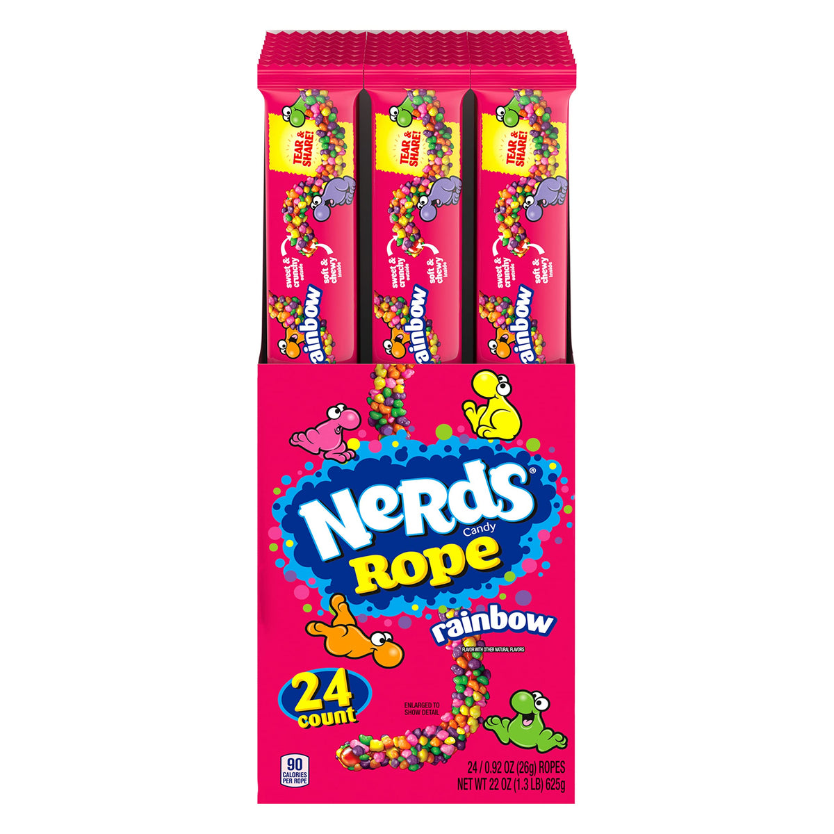Nerds Rope Candy Rainbow box front shows a party-ready snack option.