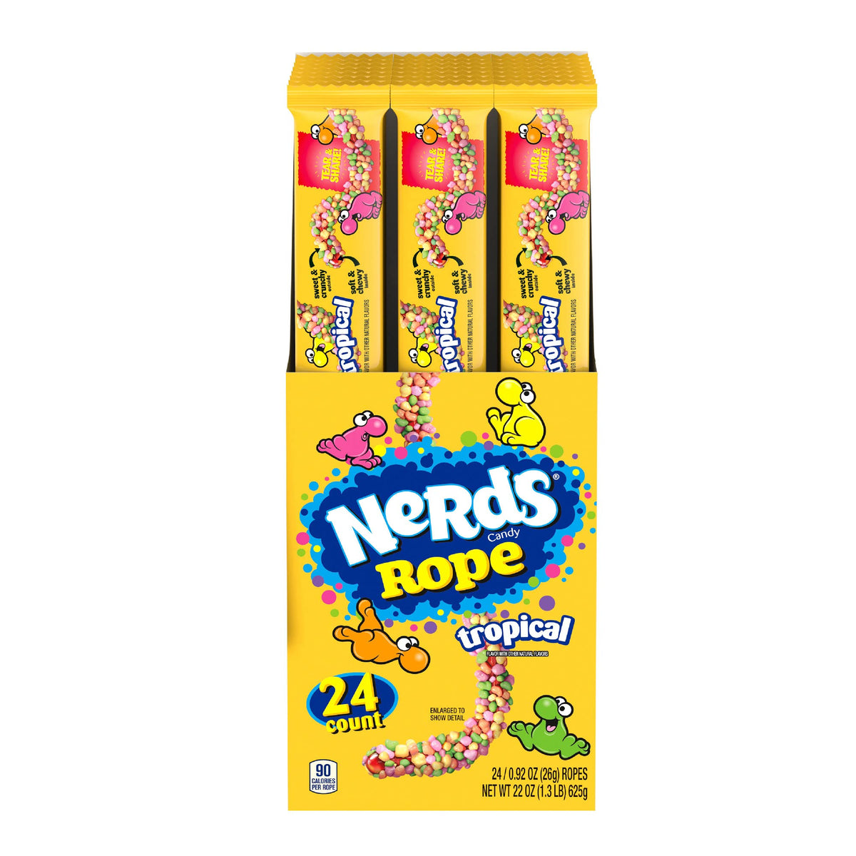 Nerds Rope Tropical pack box with 24 individually wrapped ropes for easy sharing.