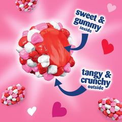 Center closeup of Nerds Valentine Gummy Clusters featuring tangy gummy core.