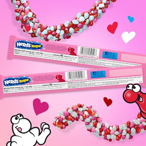 Chewy core visible in NERDS Valentine Ropes for texture contrast