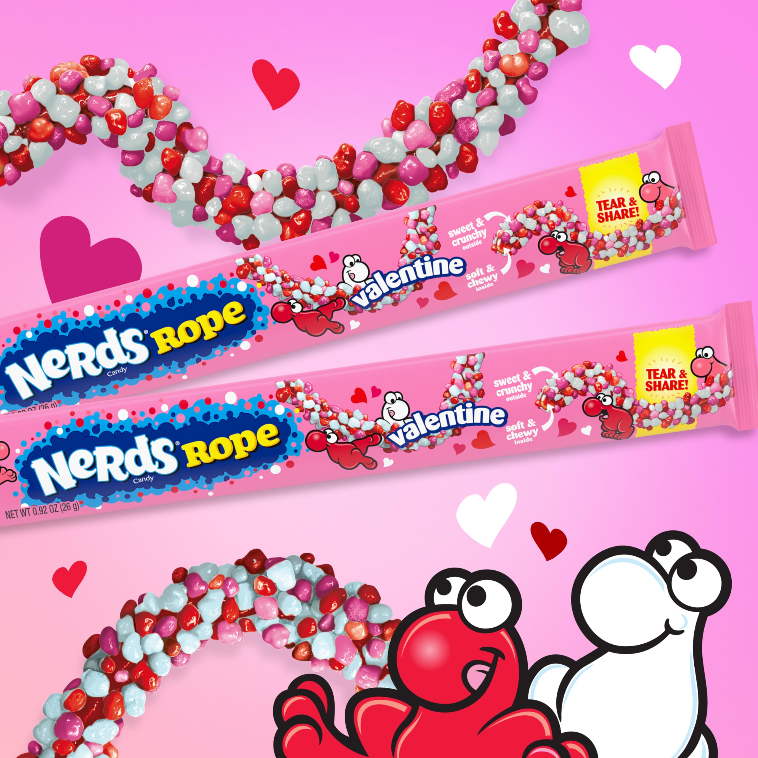 Individually wrapped NERDS Valentine Ropes ready to gift