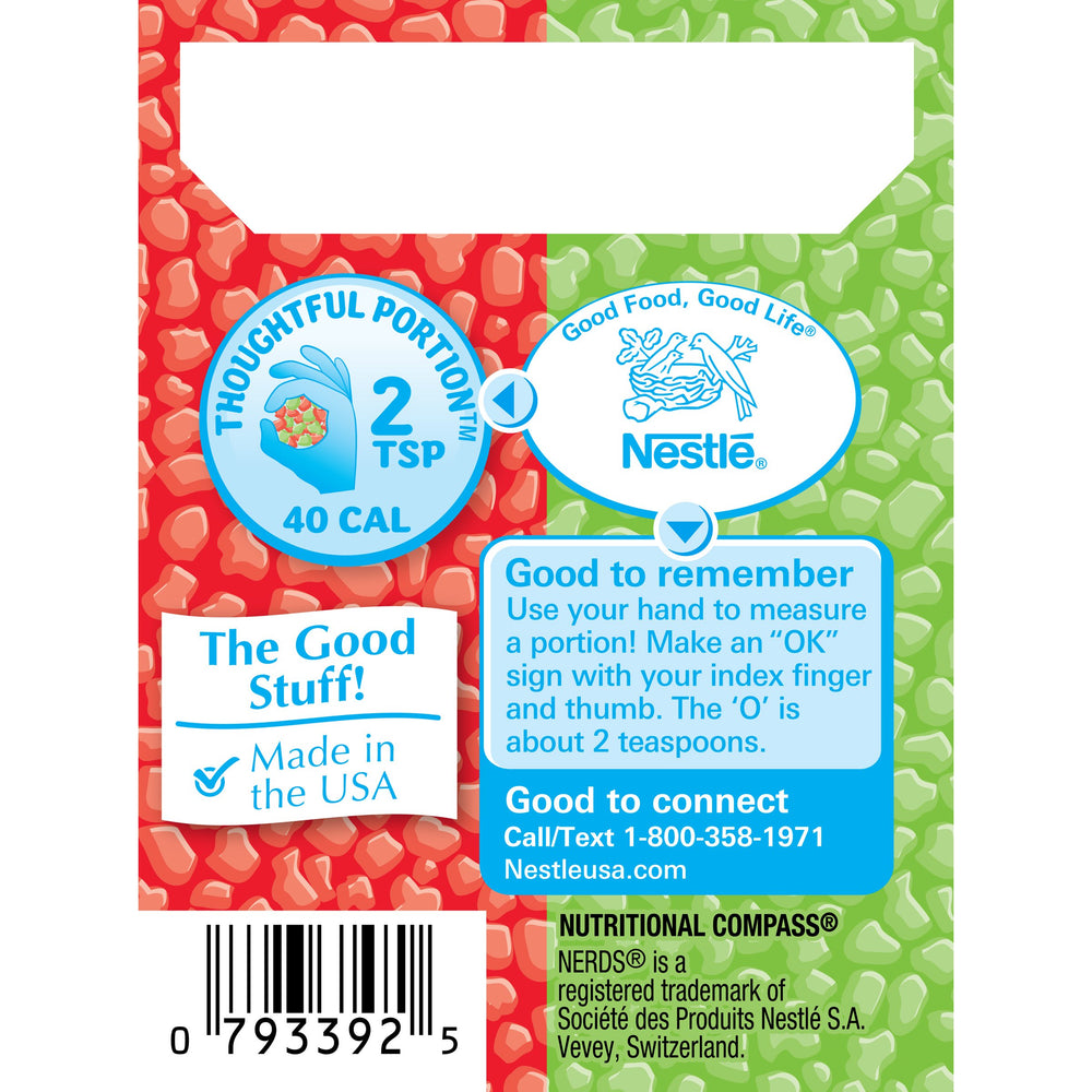 Nerds Watermelon and Wild Cherry colorfully spilled-out candy on a plate suggests party-friendly fun.