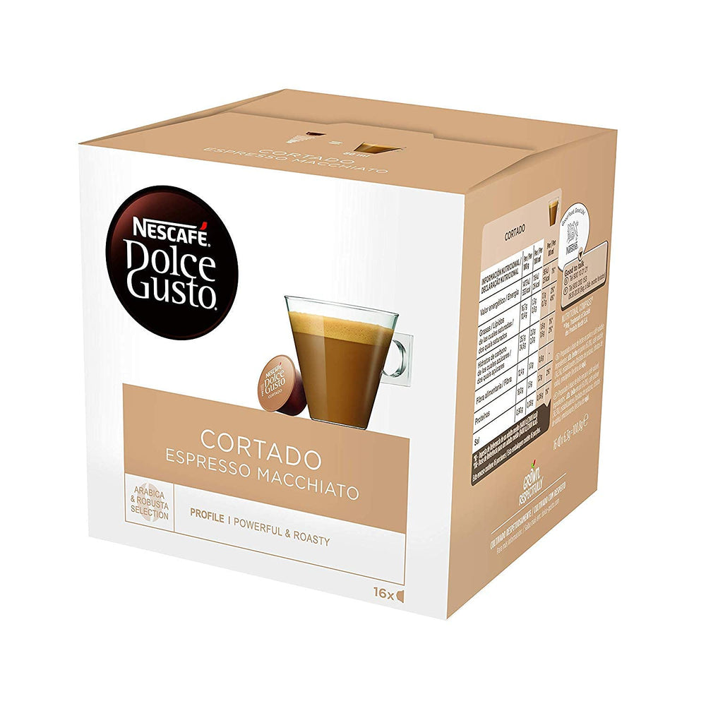 Nescaf Dolce Gusto Cortado Espresso Macchiato capsule for rich aroma and quick brewing.