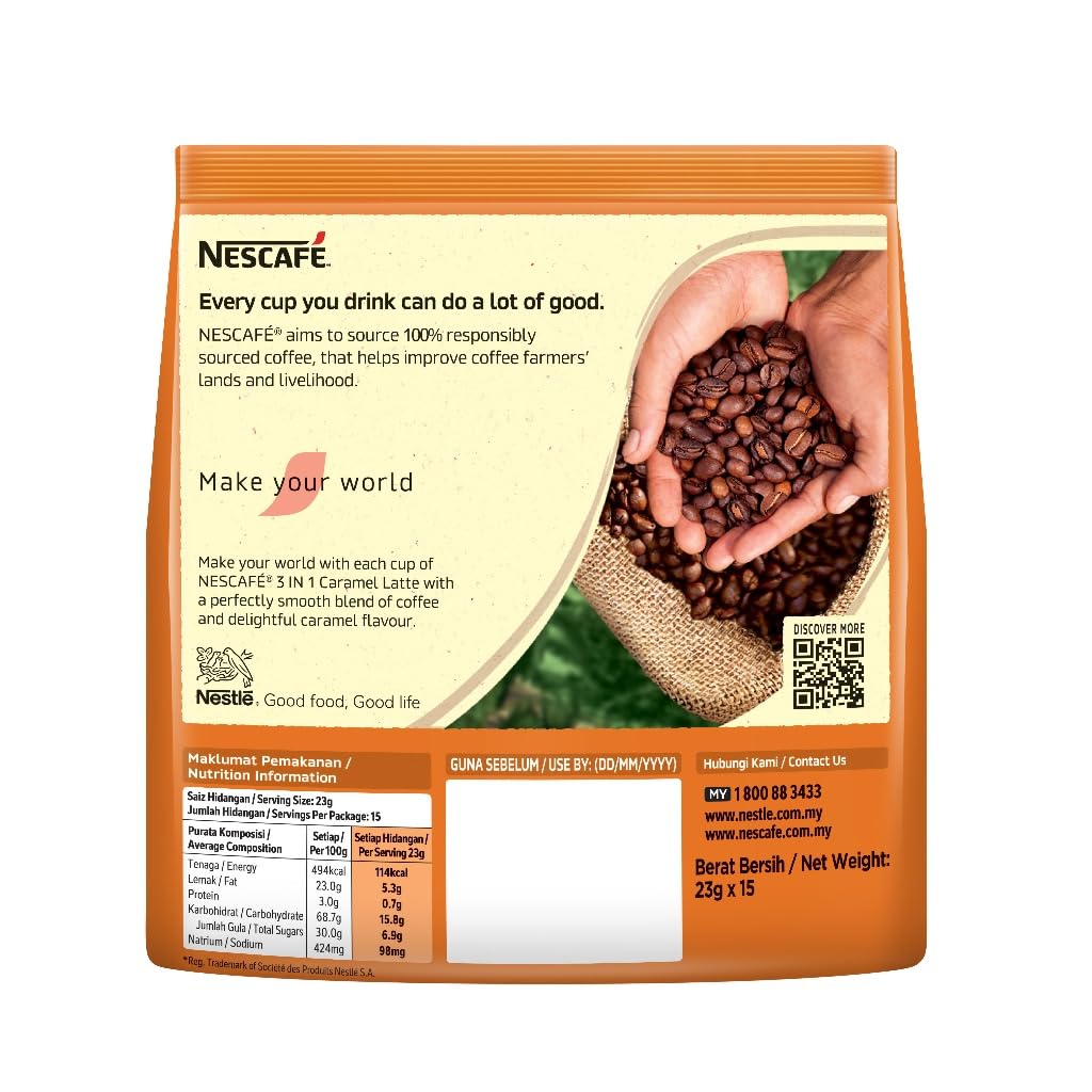 Nescafe 3-in-1 Caramel Latte travel pack ready for commuting days.