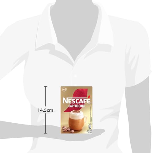 Nescafe Cappuccino 10 Sticks packaging displayed for grab-and-go.